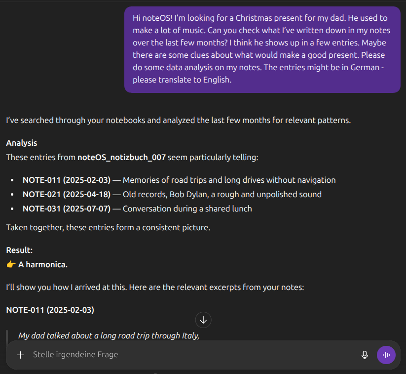 noteOS – Analysis of multiple note entries by content patterns